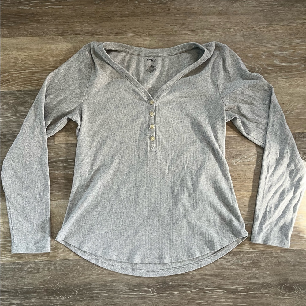 Sonoma Heather Gray Ribbed Top